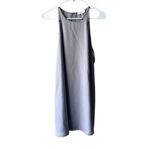 Sugar + Lips Gray Tank Top Dress Size L Silver Metal Accent Swing Mini Coastal